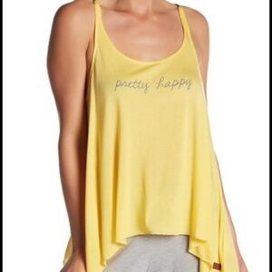 Peace Love World Butter Yellow Tank Top‎ with leather straps size small